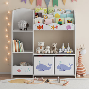 Scaffale per Cameretta Lysekil con Portalibri e Scatole 100x93x30 cm Design Aqua Dream [en.casa]