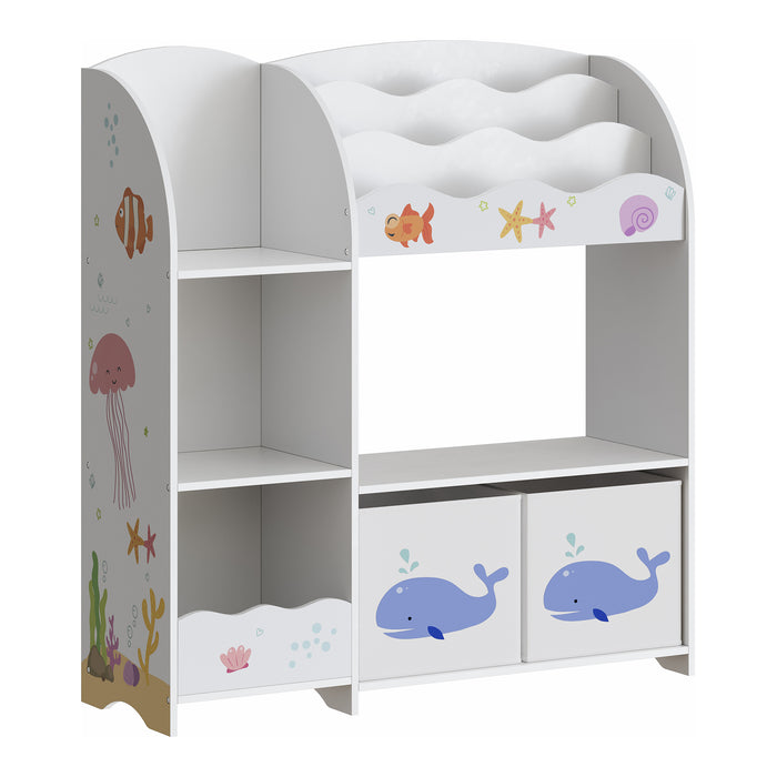 Scaffale per Cameretta Lysekil con Portalibri e Scatole 100x93x30 cm Design Aqua Dream [en.casa]