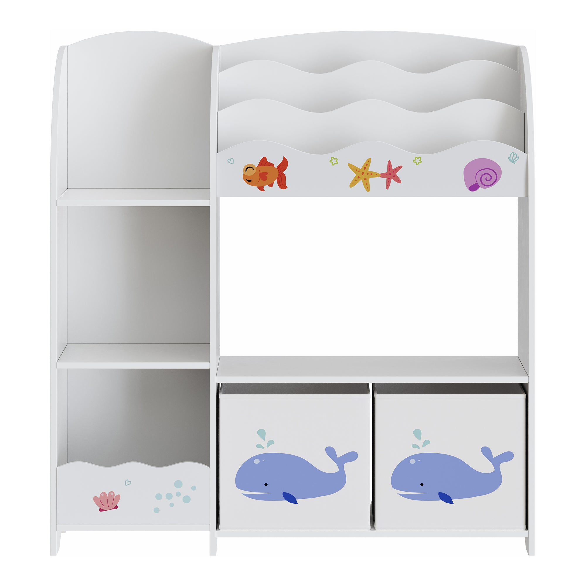 Scaffale per Cameretta Lysekil con Portalibri e Scatole 100x93x30 cm Design Aqua Dream [en.casa]