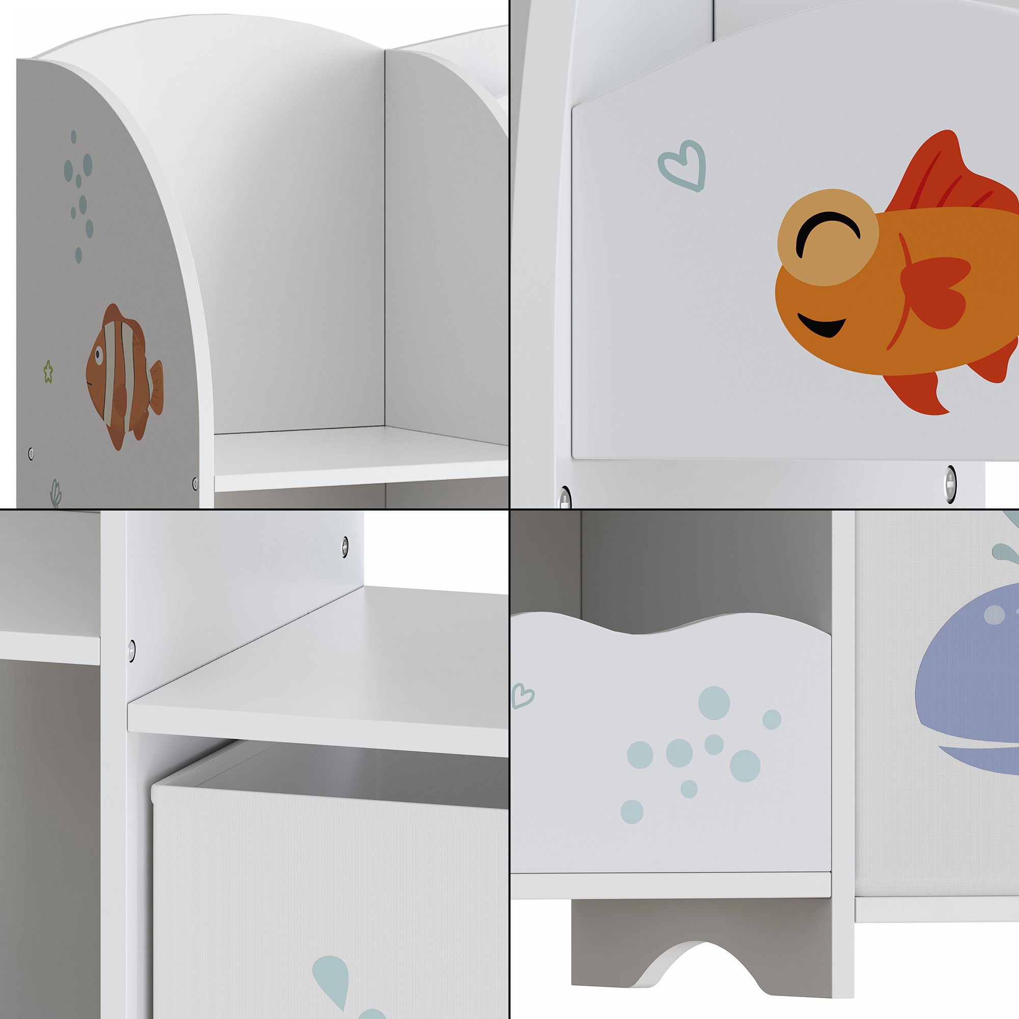 Scaffale per Cameretta Lysekil con Portalibri e Scatole 100x93x30 cm Design Aqua Dream [en.casa]