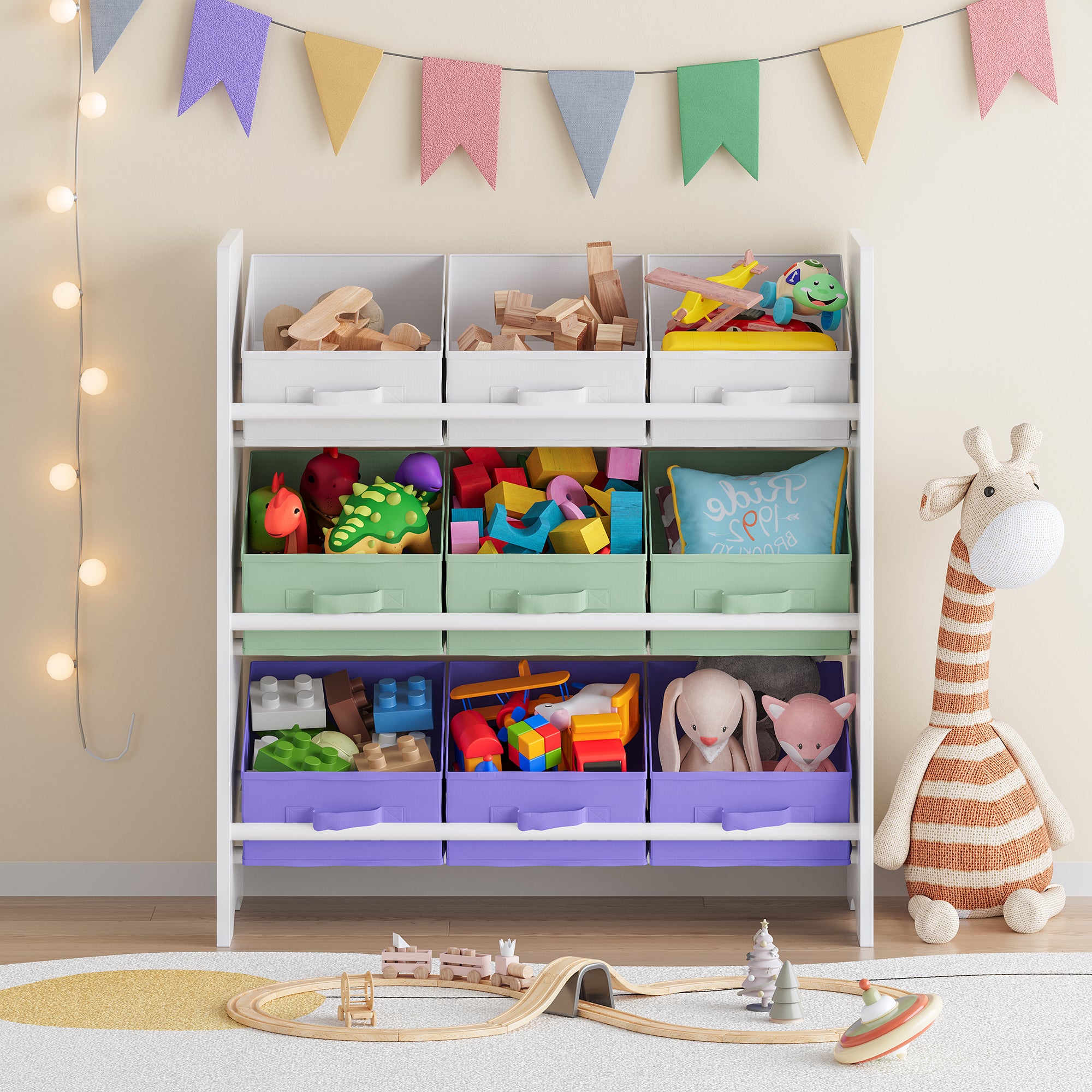 Scaffale Portaoggetti Boiro per Cameretta 60x62x30 cm Design Aqua Dream [en.casa]