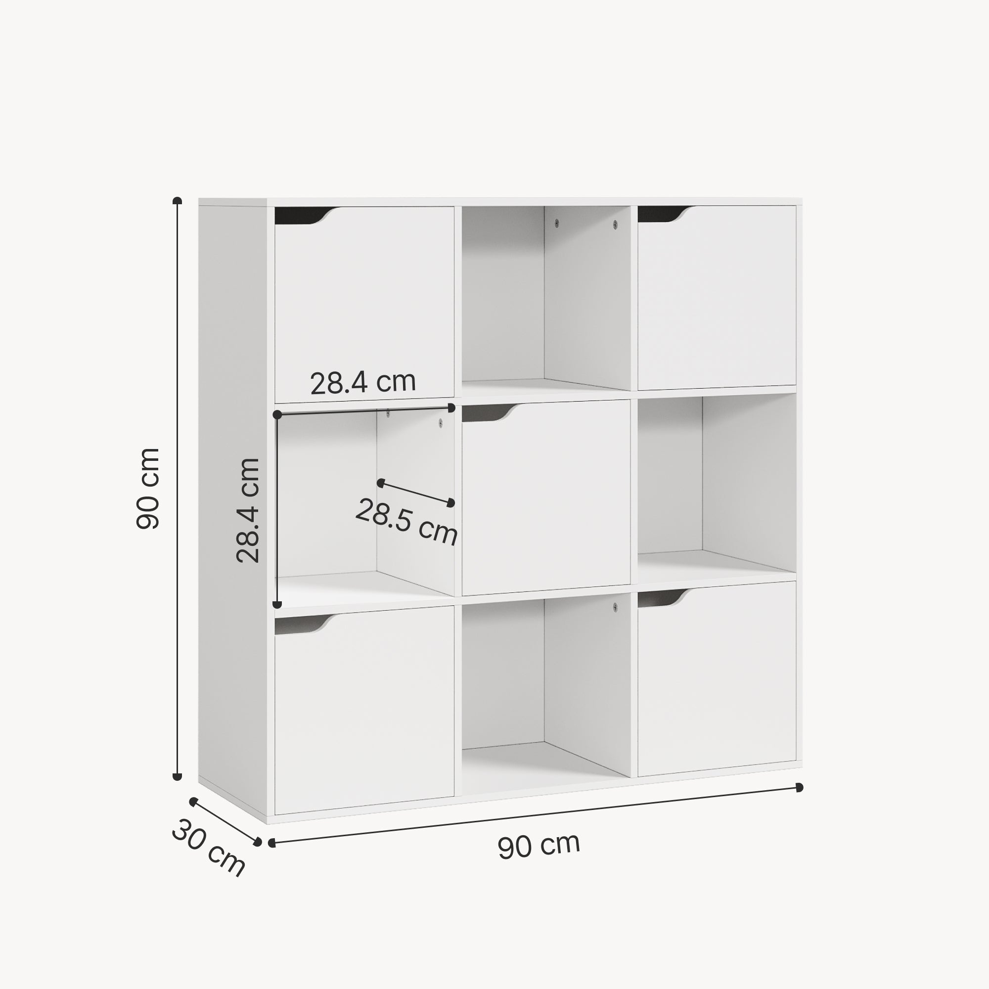 Scaffale per Cameretta Ljunshund con Vani Chiusi e Aperti 90 x 90 x 30 cm - Bianco [en.casa]