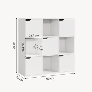 Scaffale per Cameretta Ljunshund con Vani Chiusi e Aperti 90 x 90 x 30 cm - Bianco [en.casa]