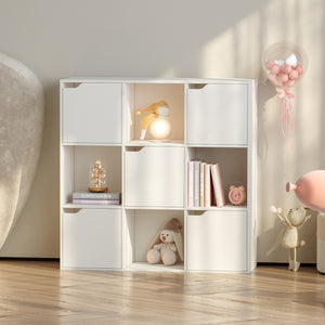 Scaffale per Cameretta Ljunshund con Vani Chiusi e Aperti 90 x 90 x 30 cm - Bianco [en.casa]