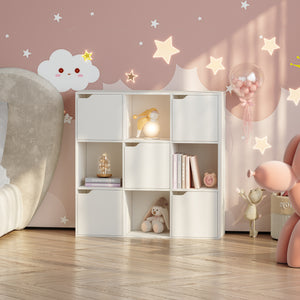 Scaffale per Cameretta Ljunshund con Vani Chiusi e Aperti 90 x 90 x 30 cm - Bianco [en.casa]