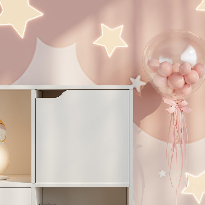 Scaffale per Cameretta Ljunshund con Vani Chiusi e Aperti 90 x 90 x 30 cm - Bianco [en.casa]