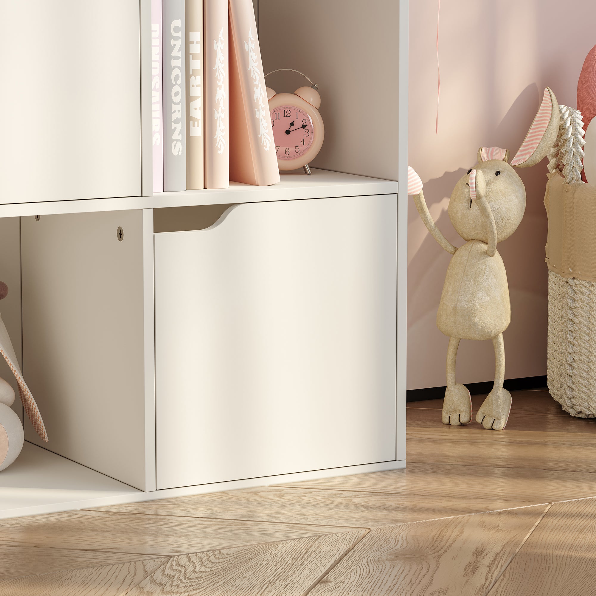 Scaffale per Cameretta Ljunshund con Vani Chiusi e Aperti 90 x 90 x 30 cm - Bianco [en.casa]