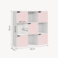Scaffale per Cameretta Ljunshund con Vani Chiusi e Aperti 90 x 90 x 30 cm - Bianco/Rosa [en.casa]