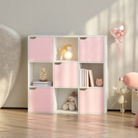 Scaffale per Cameretta Ljunshund con Vani Chiusi e Aperti 90 x 90 x 30 cm - Bianco/Rosa [en.casa]