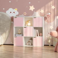 Scaffale per Cameretta Ljunshund con Vani Chiusi e Aperti 90 x 90 x 30 cm - Bianco/Rosa [en.casa]