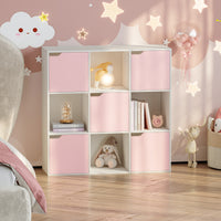 Scaffale per Cameretta Ljunshund con Vani Chiusi e Aperti 90 x 90 x 30 cm - Bianco/Rosa [en.casa]