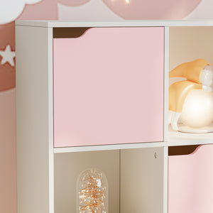 Scaffale per Cameretta Ljunshund con Vani Chiusi e Aperti 90 x 90 x 30 cm - Bianco/Rosa [en.casa]