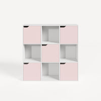 Scaffale per Cameretta Ljunshund con Vani Chiusi e Aperti 90 x 90 x 30 cm - Bianco/Rosa [en.casa]
