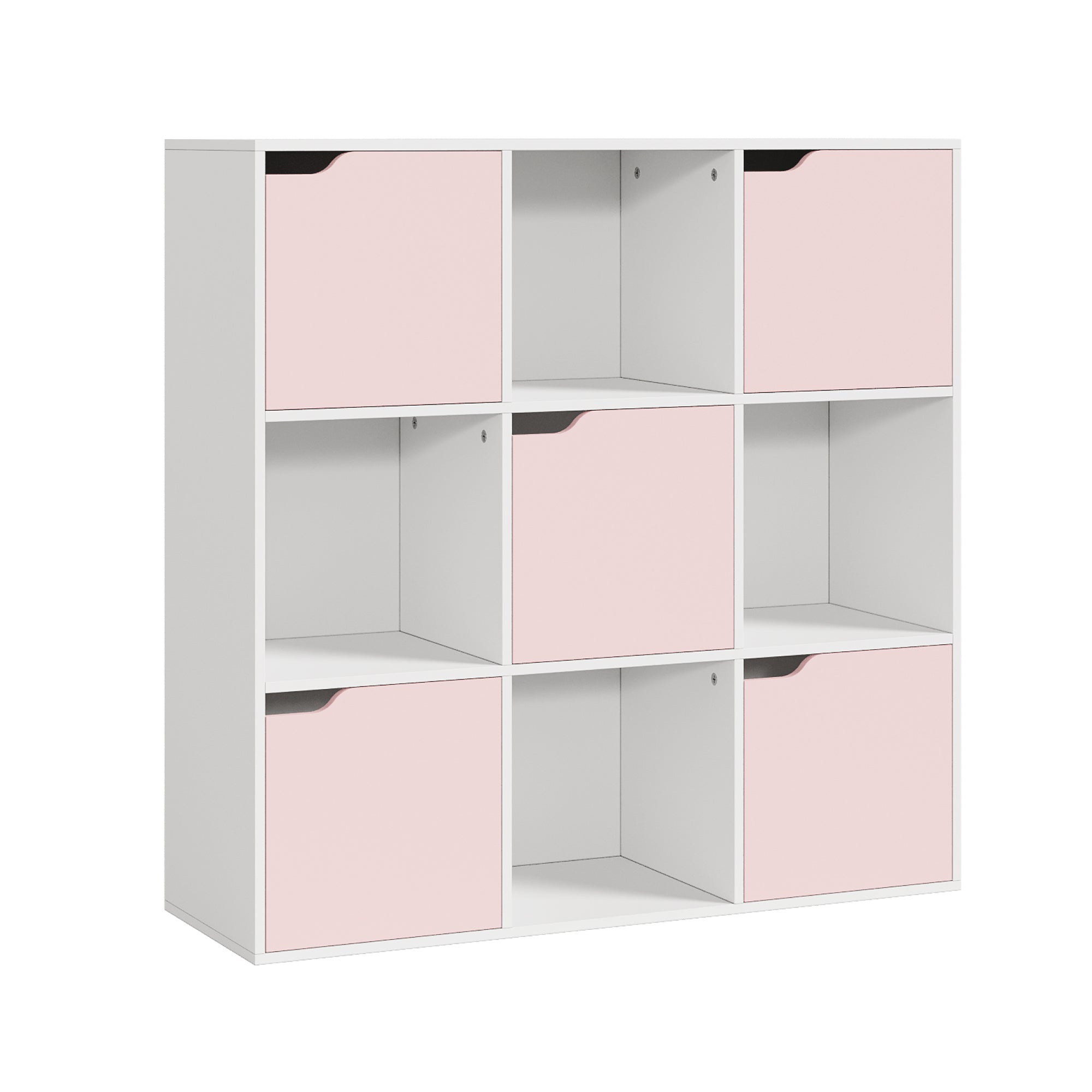 Scaffale per Cameretta Ljunshund con Vani Chiusi e Aperti 90 x 90 x 30 cm - Bianco/Rosa [en.casa]