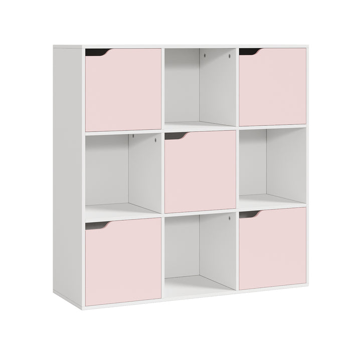 Scaffale per Cameretta Ljunshund con Vani Chiusi e Aperti 90 x 90 x 30 cm - Bianco/Rosa [en.casa]
