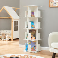 Libreria Girevole per Cameretta Talöpintaa Scaffale Rotante Espositore 129x40x40 cm Bianco [en.casa]