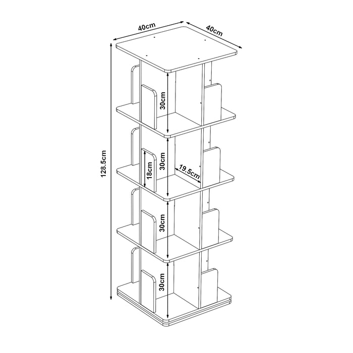 Libreria Girevole per Cameretta Talöpintaa Scaffale Rotante Espositore 129x40x40 cm Bianco [en.casa]