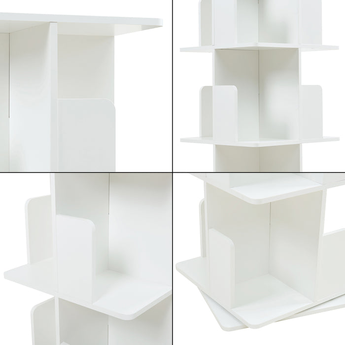 Libreria Girevole per Cameretta Talöpintaa Scaffale Rotante Espositore 129x40x40 cm Bianco [en.casa]
