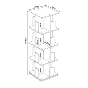 Libreria Girevole per Cameretta Talöpintaa Scaffale Rotante Espositore 129x40x40 cm Effetto Rovere [en.casa]