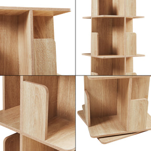 Libreria Girevole per Cameretta Talöpintaa Scaffale Rotante Espositore 129x40x40 cm Effetto Rovere [en.casa]