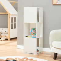 Libreria Girevole Fjelmarirg per Cameretta Scaffale Rotante a 3 Livelli 109 x 34 x 34 cm - Bianco [en.casa]