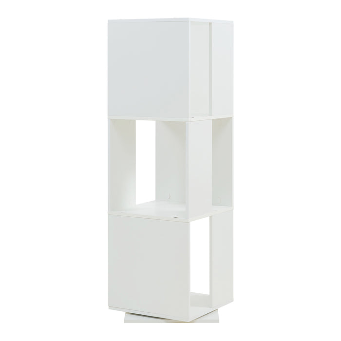 Libreria Girevole Fjelmarirg per Cameretta Scaffale Rotante a 3 Livelli 109 x 34 x 34 cm - Bianco [en.casa]
