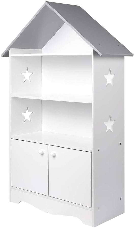 Scaffale per bambini con anta in legno con serratura bianco-grigio 19_0000173