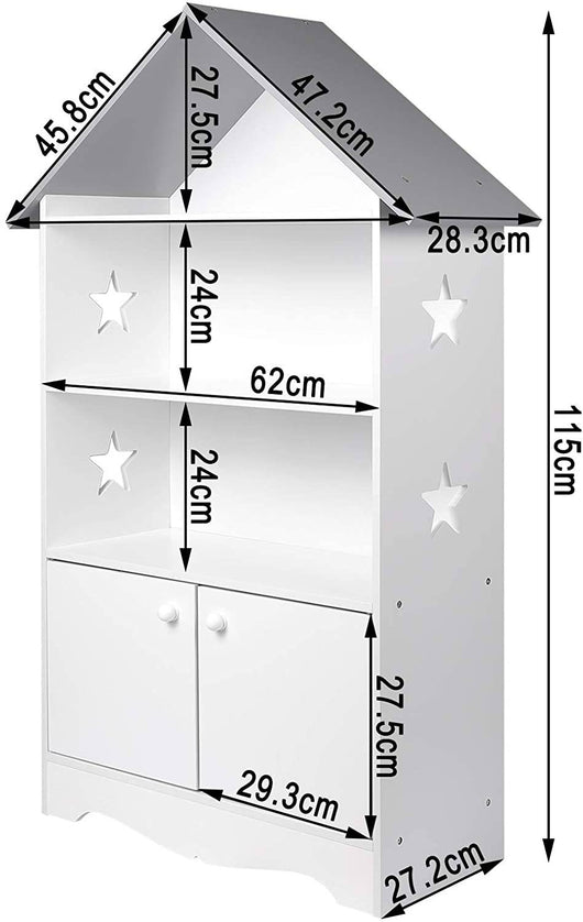 Scaffale per bambini con anta in legno con serratura bianco-grigio 19_0000173