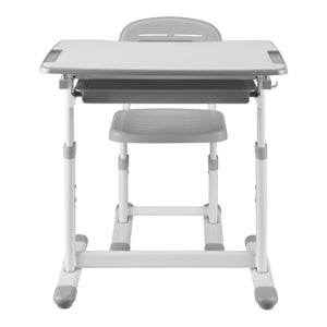 Set Sala Scrivania e Sedia per Cameretta Regolabili in Altezza - Grigio / Bianco [en.casa]