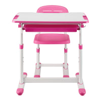 Set Sala Scrivania e Sedia per Cameretta Regolabili in Altezza - Rosa / Bianco [en.casa]