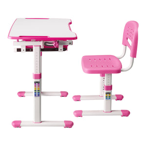 Set Sala Scrivania e Sedia per Cameretta Regolabili in Altezza - Rosa / Bianco [en.casa]