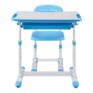 Set Sala Scrivania e Sedia per Cameretta Regolabili in Altezza - Azzurro / Bianco [en.casa]