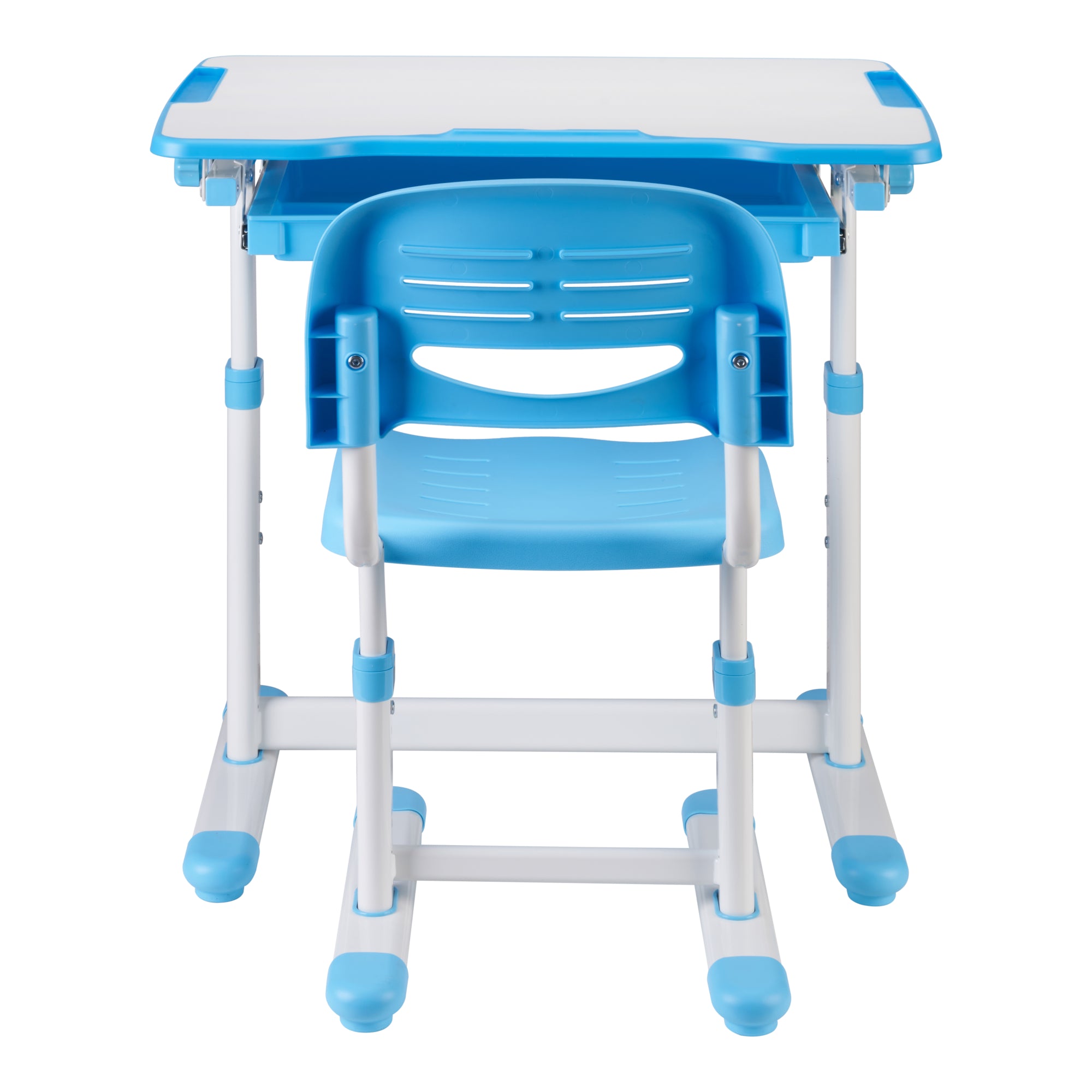 Set Sala Scrivania e Sedia per Cameretta Regolabili in Altezza - Azzurro / Bianco [en.casa]