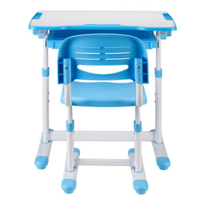 Set Sala Scrivania e Sedia per Cameretta Regolabili in Altezza - Azzurro / Bianco [en.casa]
