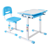 Set Sala Scrivania e Sedia per Cameretta Regolabili in Altezza - Azzurro / Bianco [en.casa]