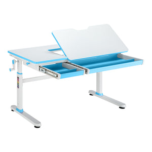 Set Sauda Scrivania e Sedia Girevole per Bambini Altezze Regolabili - Azzurro [en.casa]