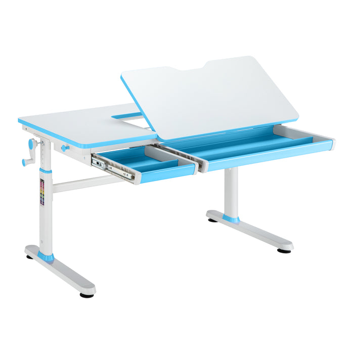 Set Sauda Scrivania e Sedia Girevole per Bambini Altezze Regolabili - Azzurro [en.casa]