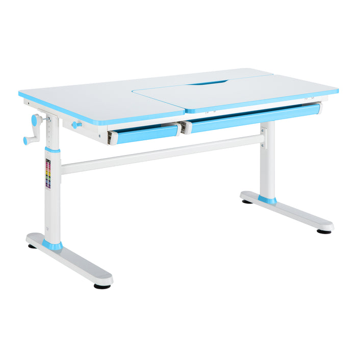 Set Sauda Scrivania e Sedia Girevole per Bambini Altezze Regolabili - Azzurro [en.casa]