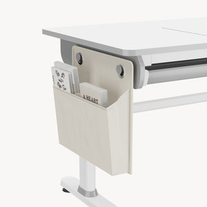 Scrivania Kuosa per Cameretta Regolabile in Altezza con Piano 120 x 60 cm e Cassetto - Grigio/Bianco [en.casa]