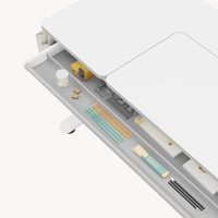 Scrivania Kuosa per Cameretta Regolabile in Altezza con Piano 120 x 60 cm e Cassetto - Grigio/Bianco [en.casa]