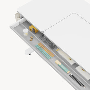 Scrivania Kuosa per Cameretta Regolabile in Altezza con Piano 120 x 60 cm e Cassetto - Grigio/Bianco [en.casa]