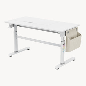 Scrivania Kuosa per Cameretta Regolabile in Altezza con Piano 120 x 60 cm e Cassetto - Grigio/Bianco [en.casa]