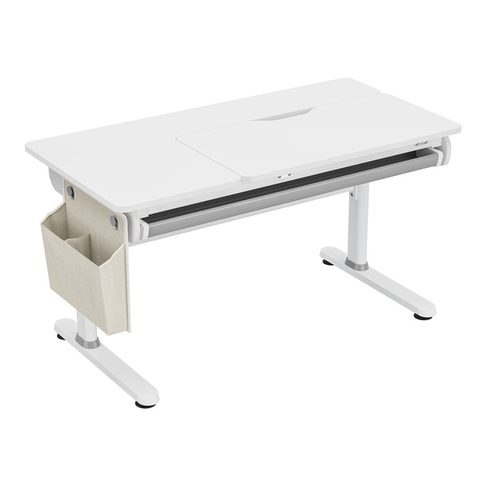 Scrivania Kuosa per Cameretta Regolabile in Altezza con Piano 120 x 60 cm e Cassetto - Grigio/Bianco [en.casa]