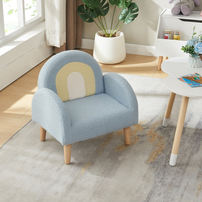 Poltroncina per Bambini Sorreindi Rivestimento Morbido Effetto Peluche - Azzurro [en.casa]