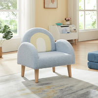 Poltroncina per Bambini Sorreindi Rivestimento Morbido Effetto Peluche - Azzurro [en.casa]