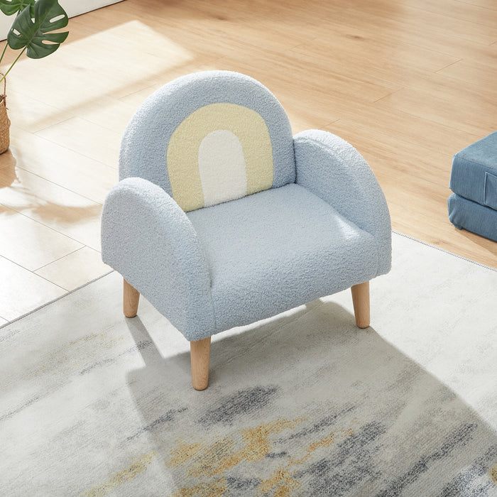 Poltroncina per Bambini Sorreindi Rivestimento Morbido Effetto Peluche - Azzurro [en.casa]