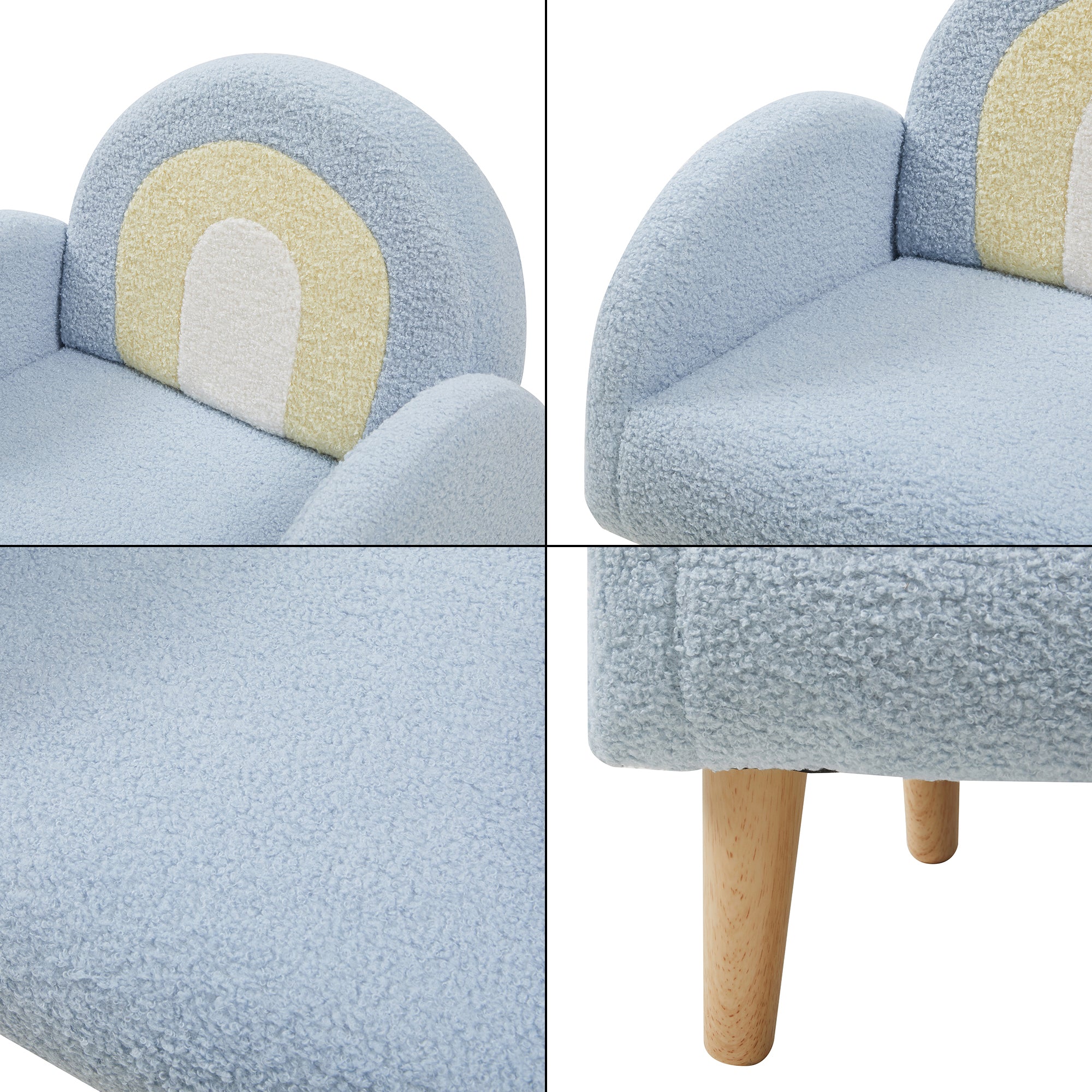 Poltroncina per Bambini Sorreindi Rivestimento Morbido Effetto Peluche - Azzurro [en.casa]