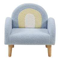 Poltroncina per Bambini Sorreindi Rivestimento Morbido Effetto Peluche - Azzurro [en.casa]