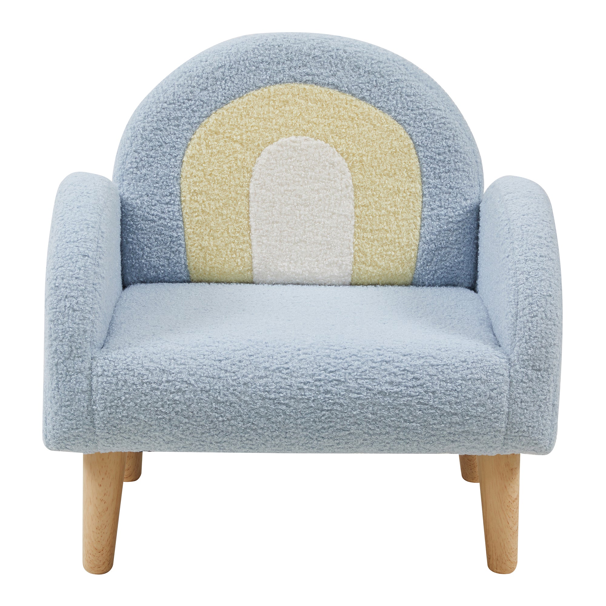 Poltroncina per Bambini Sorreindi Rivestimento Morbido Effetto Peluche - Azzurro [en.casa]