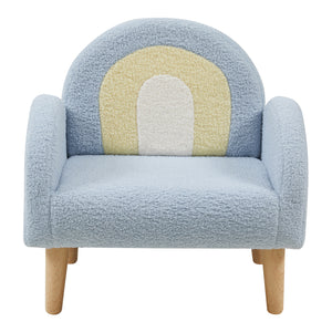 Poltroncina per Bambini Sorreindi Rivestimento Morbido Effetto Peluche - Azzurro [en.casa]